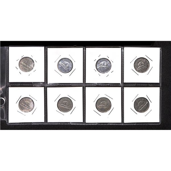 Collection Of Donated Nickels Different Years