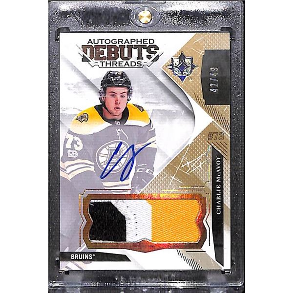 2017-18 Ultimate Collection Debut Threads Rookie Patch AUTO Charlie McAvoy 42/49 BV $250