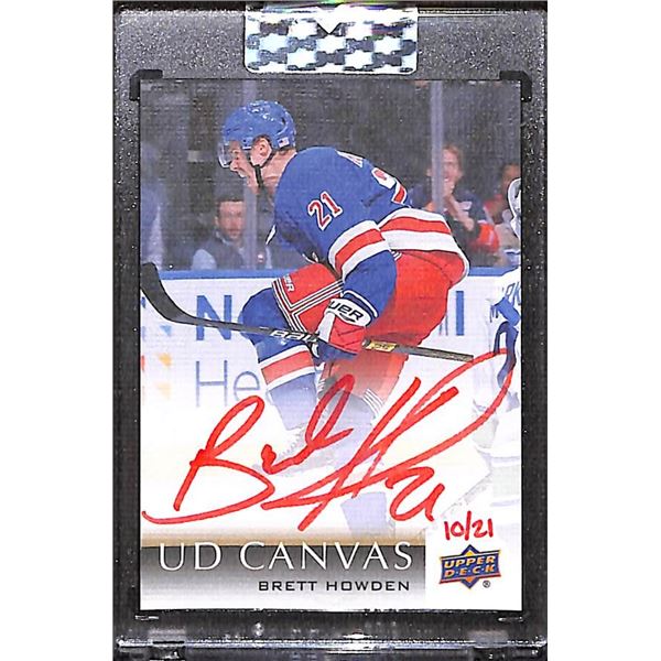 2018–19 Upper Deck Clear Cut UD Canvas Signatures Red Brett Howden 10/21 BV $130
