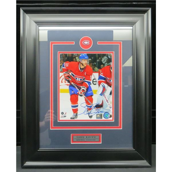 Saku Koivu Montreal Canadiens Professionally Framed Autographed Photo 19" x 23"