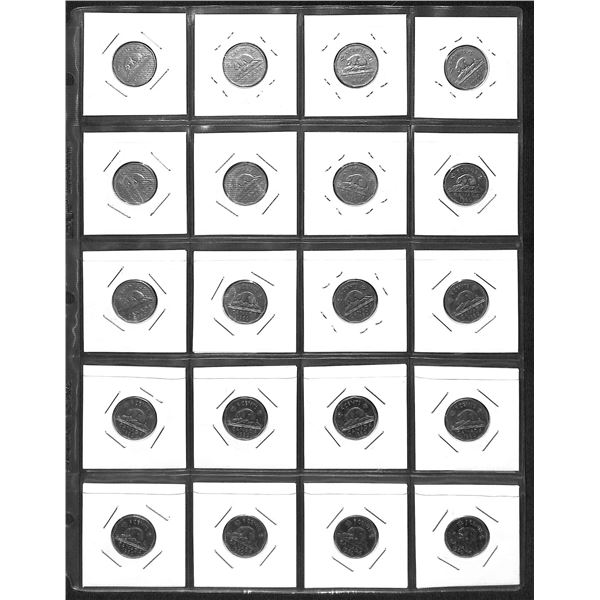 Page Of Donated Canadian Nickels 1960