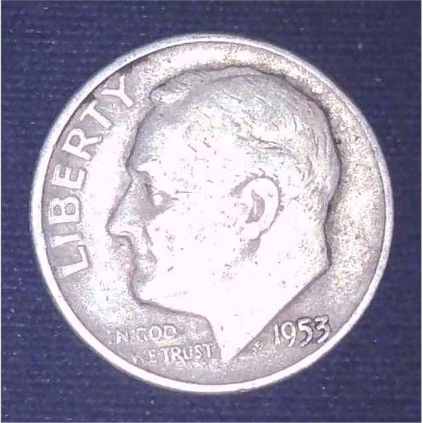 1953 USA Silver 10 Cent Coin