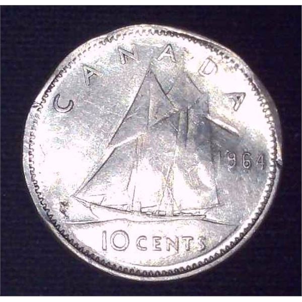 1964 Canadian Silver 10 Cent Coin