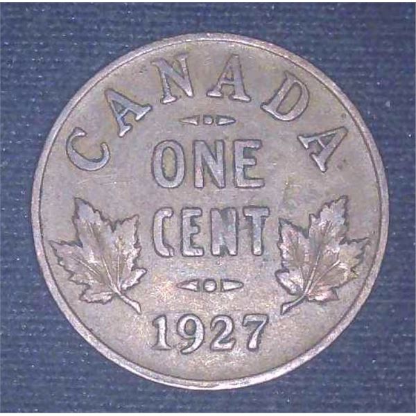 1927 Canadian Penny One Cent Coin