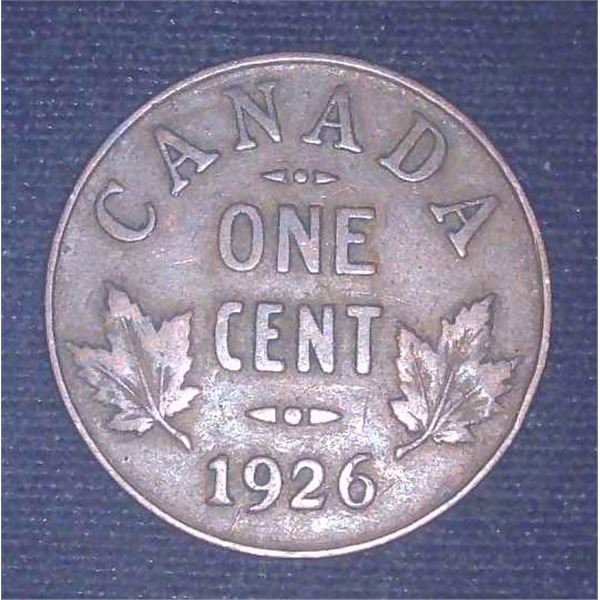 1926 Canadian Penny One Cent Coin