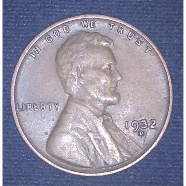 1932D USA One Cent Coin Penny