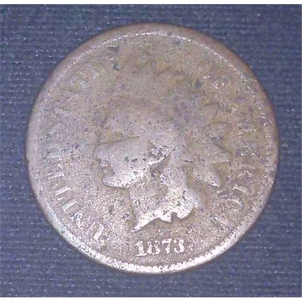 1873 USA Indian Head Penny One Cent Coin
