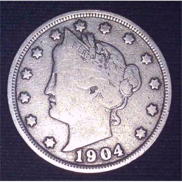 1904 USA Liberty V Nickel 5 Cents