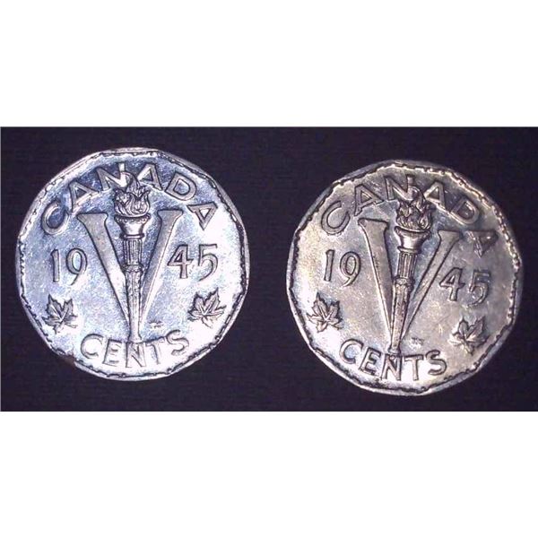 2x Canadian Nickels 1945