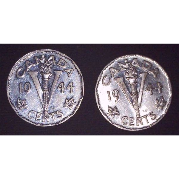 2x Canadian Nickels 1944