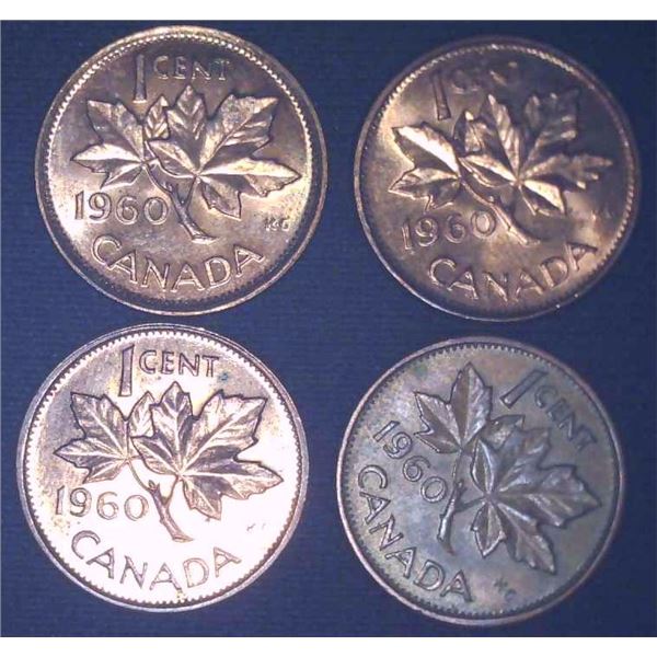 4x Canadian Pennies 1960