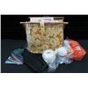 Image 1 : This vintage-style wooden collapsible knitting basket With Accessories
