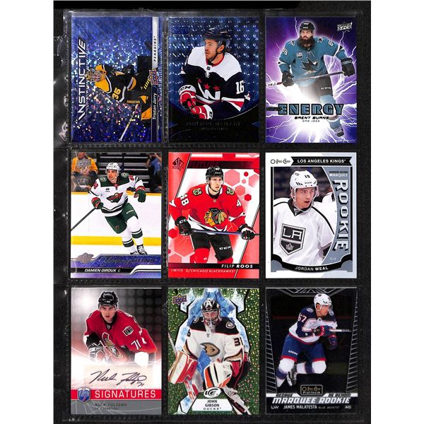 Lot of 9 Various Hockey Inserts or Rookie Cards Various Teams & Players