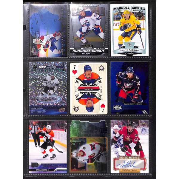 Lot of 9 Various Hockey Inserts or Rookie Cards Various Teams & Players