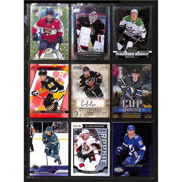 Lot of 9 Various Hockey Inserts or Rookie Cards Various Teams & Players