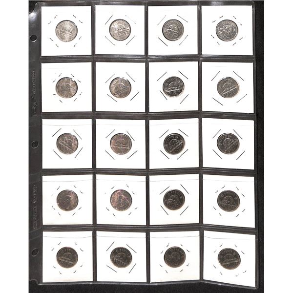 Page Of Donated Canadian Nickels 1962