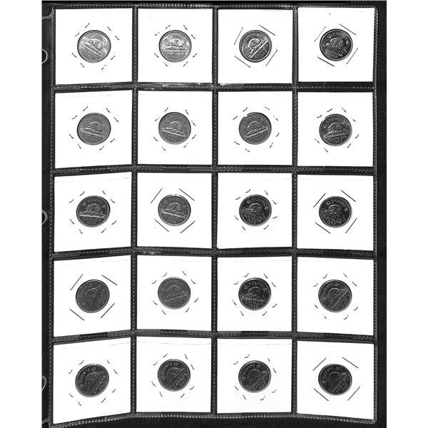 Page Of Donated Canadian Nickels 1963