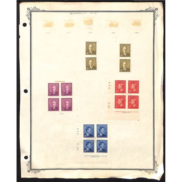 Page Of Donated Canadian Stamps 1949