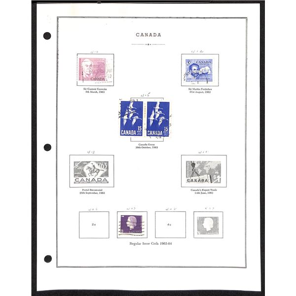 Page Of Donated Canadian Stamps 1963