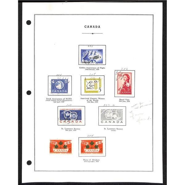 Page Of Donated Canadian Stamps