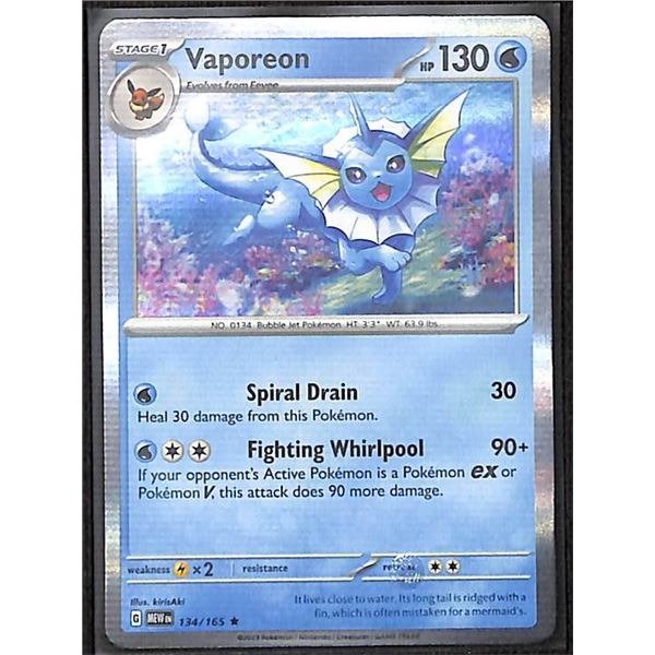 Pokemon Vaporeon - 134/165 - Rare HOLO 151