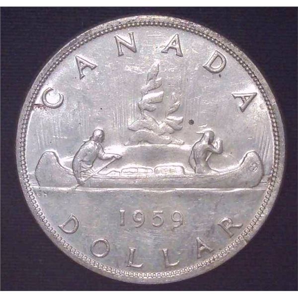 1959 Canadian Silver $1 Dollar Coin