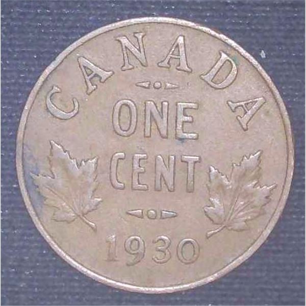 1930 Canadian Penny One Cent Coin
