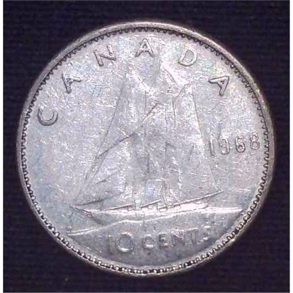 1968 Canadian Silver Dime (non-magnetic) 50% Silver