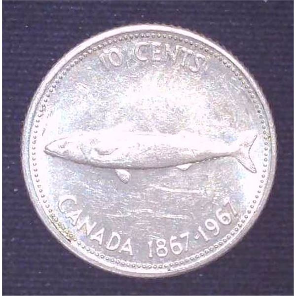 1967 Canadian Silver 10 Cent Coin