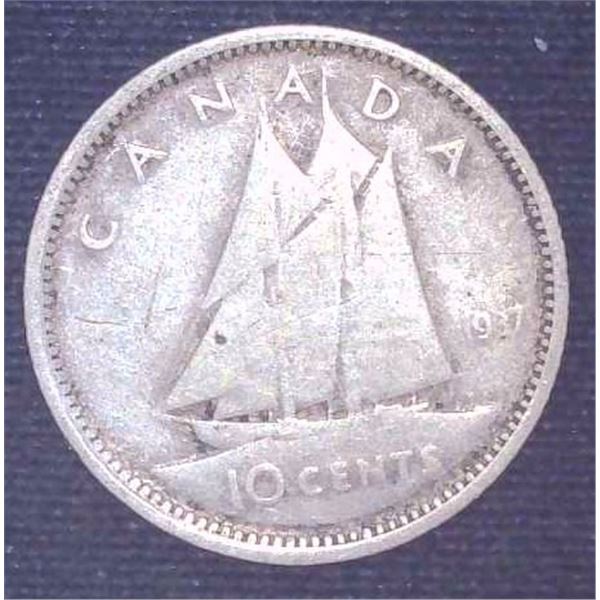 1937 Canadian Silver 10 Cent Coin