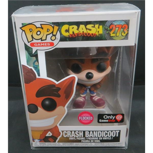 New Funko Pop Crash Bandicoot Flocked #273 with soft Protector BV $30