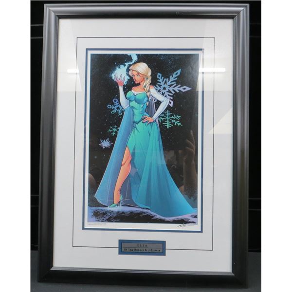 Elsa Frozen Limited Edition Lithographed Signed By Tom Hodges (Measures 20" W x 27" Tall)
