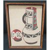 Image 1 : Native American Navajo Sand Painting Pueblo Pottery Wood Framed Wall Picture 7"x9"