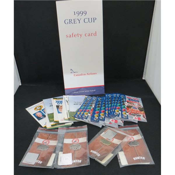 Lot Of Grey Cup Collector Pins & CFL Schedules