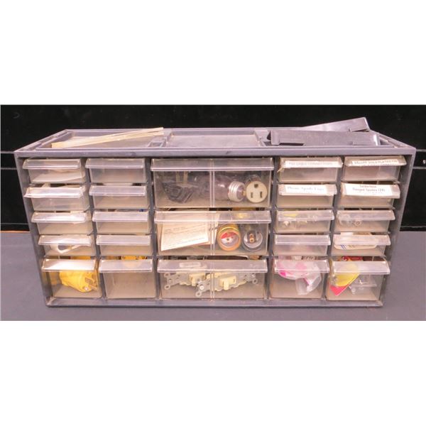 Multi Drawer Parts Organizer With Contents 19" Long x 9" Tall