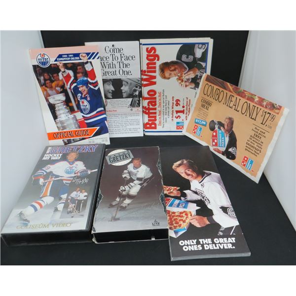 90-91 Oilers Guide & Wayne Gretzky Promotional Collectibles & VHS Tapes