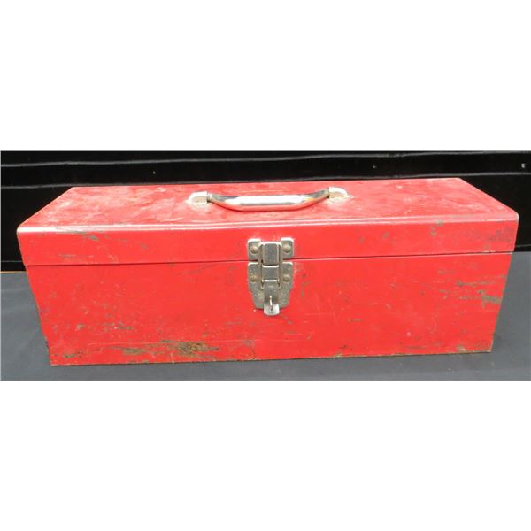 Red Metal Tool Box With Contents