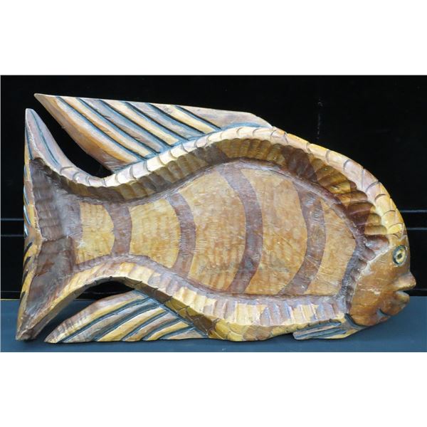 Hand Carved Wooden Fish 24" Long x 16" Wide