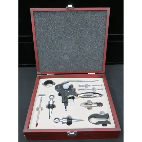 Wine Bottle Opener Set In Wooden Case