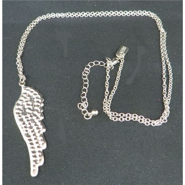 Aero Rhinestone Wing Necklace 28" Long