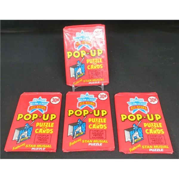 4 Sealed Packs 1987 Donruss Major League All Stars Pop Up Puzzle & Cards