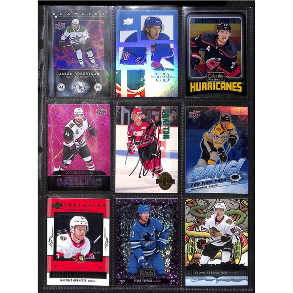 Lot of 9 Various Hockey Inserts or Rookie Cards Various Teams & Players