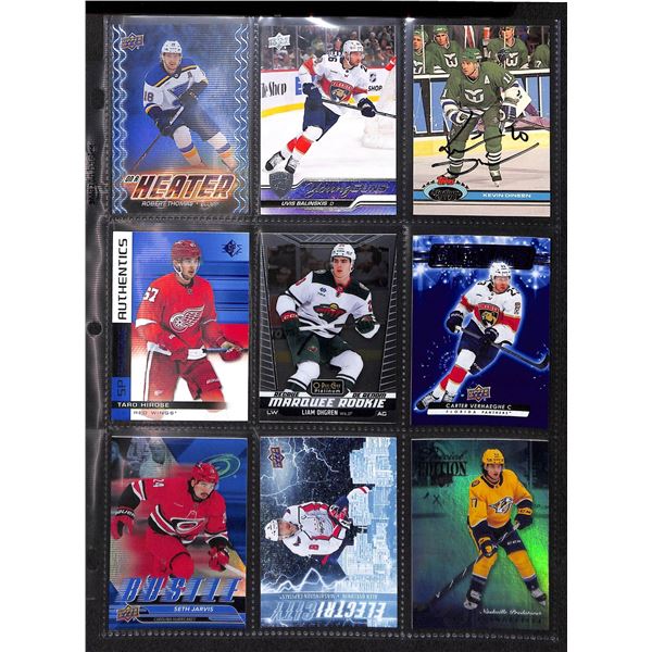 Lot of 9 Various Hockey Inserts or Rookie Cards Various Teams & Players
