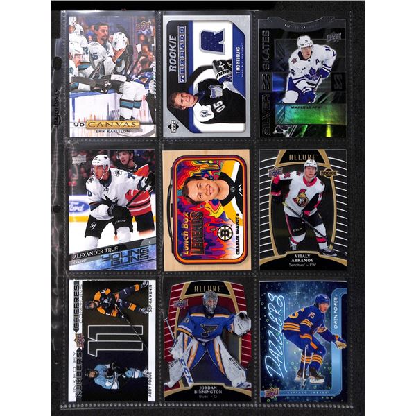 Lot of 9 Various Hockey Inserts or Rookie Cards Various Teams & Players