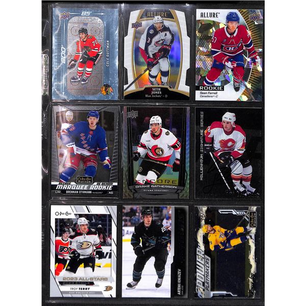 Lot of 9 Various Hockey Inserts or Rookie Cards Various Teams & Players