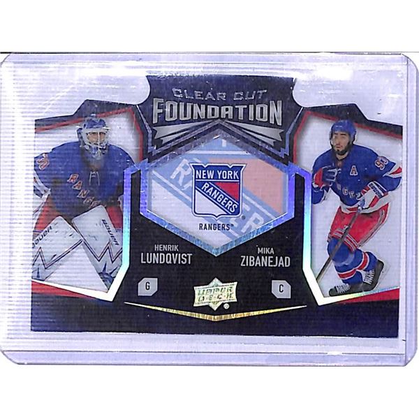 2019-20 Upper Deck Clear Cut Foundation Henrik Lundqvist Mika Zibanejad #CCF-28 BV $40