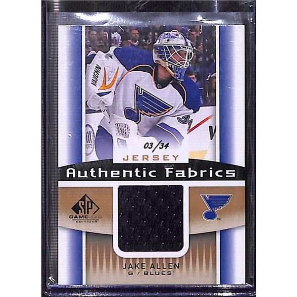 2013-14 SP Game Used Edition Authentic Fabrics Gold Jerseys 3/34 Jake Allen