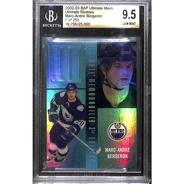 2002-03 BAP Ultimate Mem Ultimate Rookies Marc-Andre Bergeron 6/250 Beckett Graded 9.5