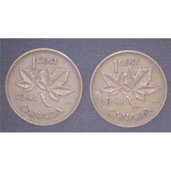 2x Canadian Pennies 1941