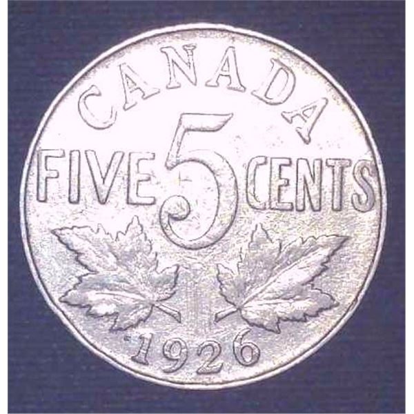 1926 Canadian 5 Cent Coin